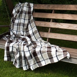 Warm Checkered Linen Bed Cover/Blanket - thumbnail 3