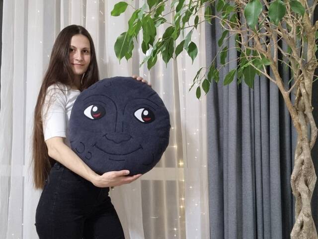 Giant Moon Emoji Pillow - King Size Plush New Face Creepy Cushion Dark Full With - Softdecor - image 1