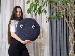 Giant Moon Emoji Pillow - King Size Plush New Face Creepy Cushion Dark Full With - Softdecor - thumbnail 1