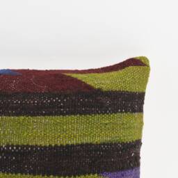 Kilim Lumbar Pillow Cover - 12x24 Turkish Bohemian Home Decor - thumbnail 2