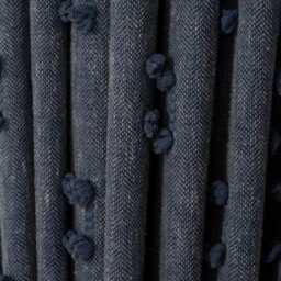 Navy Blue Pom Curtains - Custom Linen Look Drapes With Blackout Option - thumbnail 2