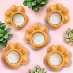 Paw Print Animal Concrete Tea Light Candle Holder Home Decor Dog Cat Handmade Gifts - thumbnail 2