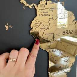 Spectacular Feature Wall Art Gold World Map, Wood Map Apartment Decor, Travel Gift, 3 Piece Art, New Home Size S-xxl - thumbnail 3