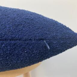 Navy Blue Boucle Pillow Cover, Textured Cotton Wool Throw Pillowcase - thumbnail 3