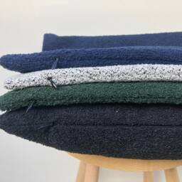 Navy Blue Boucle Pillow Cover, Textured Cotton Wool Throw Pillowcase - thumbnail 4