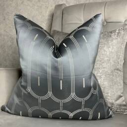 Rialto Fabric - John Lewis , Art Deco Geometric Steel Grey Metallic Cushion Cover, Pillow Sham, Cover Made in UK
