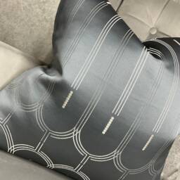 Rialto Fabric - John Lewis , Art Deco Geometric Steel Grey Metallic Cushion Cover, Pillow Sham, Cover Made in UK - thumbnail 4