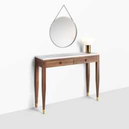 Walnut Console Table With Marble Top, Mid-Century Modern Entryway - thumbnail 1