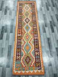 Classic Runner Rug, Handmade Artisan Afghan Turkish Scandinavian Navajo Bohemian Wool Flatweave Multicolour Kilim Rug 289x81 cm - thumbnail 1