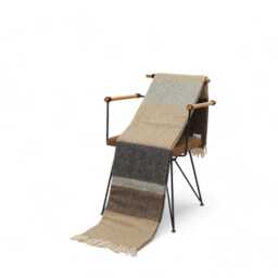 Beige - Blue - Gray Striped Wool Blanket Vintage Style Throw - thumbnail 4