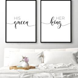 Bedroom Prints - Set Of 2 His Queen Her King Wall Art Print Decor & Hers Home - thumbnail 3
