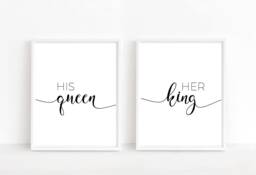 Bedroom Prints - Set Of 2 His Queen Her King Wall Art Print Decor & Hers Home - thumbnail 1