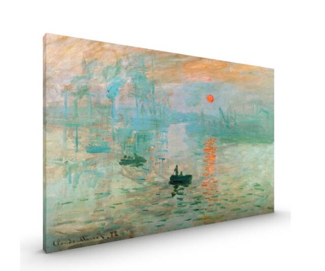 Monet Impression Sunrise Canvas Framed Glossy Coated Premium With Metal Hanger Various Sizes - image 1