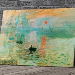 Monet Impression Sunrise Canvas Framed Glossy Coated Premium With Metal Hanger Various Sizes - thumbnail 2