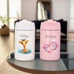 Cute Kids Water Bottle, Personalized Bottle With Straw, Kid Tumbler, Custom Name Cup Gift For Kids, Back To School Gifts, Easter - thumbnail 2