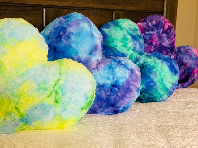 Tie Dye Minky Heart Pillow, Birthday Gift, Gift For Her, Gift Him, Anniversary Child - image 1