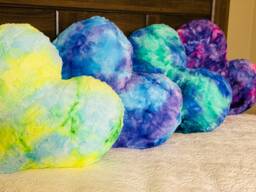 Tie Dye Minky Heart Pillow, Birthday Gift, Gift For Her, Gift Him, Anniversary Child - thumbnail 1