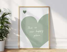 Our Happy Place Print Sage Green Wall Art Trendy Home Aesthetic Bedroom Kitchen Poster Living Room - thumbnail 1