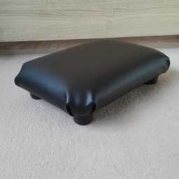Handmade Faux Leather Black Footstool Small Ottoman, Home Office Support. L - thumbnail 3