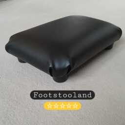 Handmade Faux Leather Black Footstool Small Ottoman, Home Office Support. L - thumbnail 2