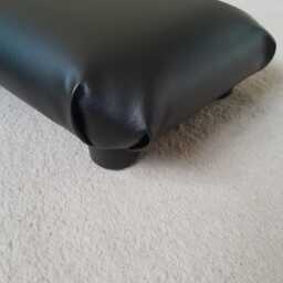 Handmade Faux Leather Black Footstool Small Ottoman, Home Office Support. L - thumbnail 4
