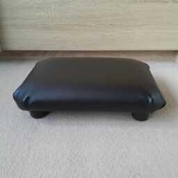 Handmade Faux Leather Black Footstool Small Ottoman, Home Office Support. L - thumbnail 1