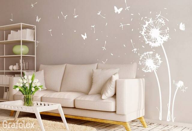 Wall Sticker Dandelion With Flying Seeds & Butterflies Flower Wall Decal Living Room Dining Decoration Z311 - image 1