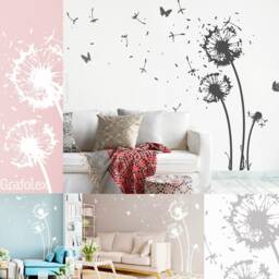 Wall Sticker Dandelion With Flying Seeds & Butterflies Flower Wall Decal Living Room Dining Decoration Z311 - thumbnail 2