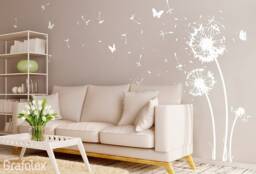 Wall Sticker Dandelion With Flying Seeds & Butterflies Flower Wall Decal Living Room Dining Decoration Z311 - thumbnail 1