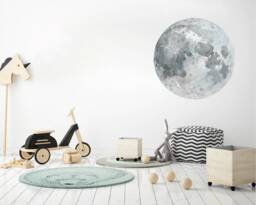 Watercolor Full Moon Wall Decal Blue & Grey Nursery Decor - thumbnail 1