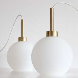 Modern Glass Ball Pendant Lamp Brushed Brass Light - thumbnail 4