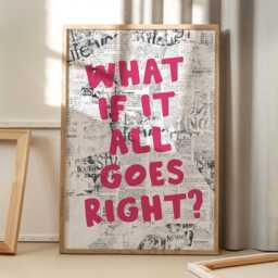 What If It All Goes Right Newspaper Art Canvas Poster, Trendy Wall Art, Apartment Aesthetic Decor, Retro Home Printed Gift - thumbnail 1