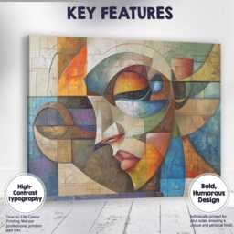 Geometric Cubist Face Modern Abstract Mosaic Portrait Canvas Wall Art Print Decor Picture Ready To Hang - thumbnail 1
