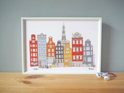 Amsterdam Print A4 - Cityscape Landmarks Wedding Gift The Netherlands Skyline - thumbnail 1