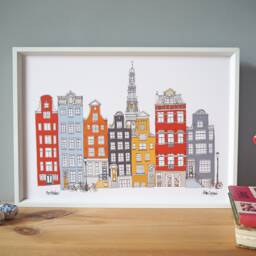 Amsterdam Print A4 - Cityscape Landmarks Wedding Gift The Netherlands Skyline - thumbnail 2
