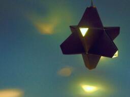 Paper Origami Lamp. Dark Grey & Aqua. 24 Sides. - Polyhedra Luminaria Series - thumbnail 1