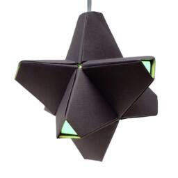Paper Origami Lamp. Dark Grey & Aqua. 24 Sides. - Polyhedra Luminaria Series - thumbnail 2
