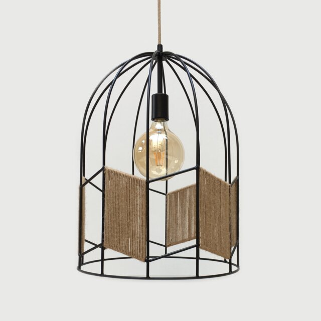 Rustic Chandelier Minimal Pendant Light Jute Rope Lamp Farmhouse Lighting - image 1