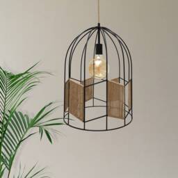 Rustic Chandelier Minimal Pendant Light Jute Rope Lamp Farmhouse Lighting - thumbnail 2