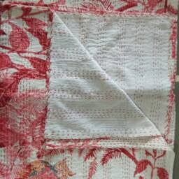 Owl Print Kantha Bedspread Indian Handmade Cotton Blanket - 90x108 Inch - thumbnail 4