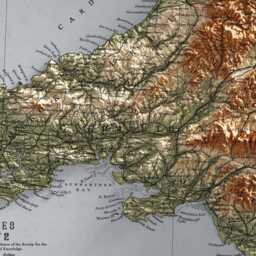 Wales Map - Vintage Cymru Elevation 1872 2D Welsh Poster 3D Effect Shaded Relief Print - thumbnail 2