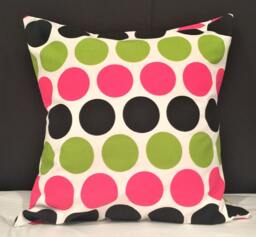 Polka Dot Pillow Cover, Decorative Pillow Cover, Colorful Throw Pink 16x16 Cover - thumbnail 1