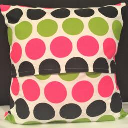 Polka Dot Pillow Cover, Decorative Pillow Cover, Colorful Throw Pink 16x16 Cover - thumbnail 2