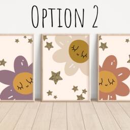 Set Of 3 Daisy Prints With Glitter Effect Stars - Prints Only - thumbnail 3