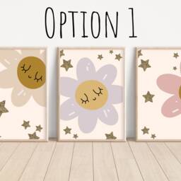 Set Of 3 Daisy Prints With Glitter Effect Stars - Prints Only - thumbnail 2
