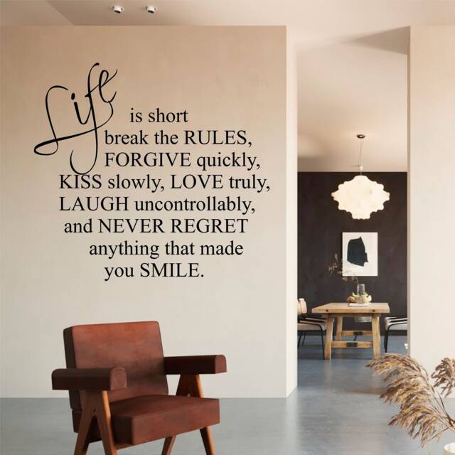 Life Is Short - 0166, Wall Art Decal, Transfer, Mural, Sticker, 75 Colours, 5 Sizes, Interior Or Exterior Use , Easy To Apply - image 1
