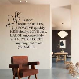 Life Is Short - 0166, Wall Art Decal, Transfer, Mural, Sticker, 75 Colours, 5 Sizes, Interior Or Exterior Use , Easy To Apply - thumbnail 1