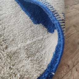 Blue Moroccan Wool Rug, Hand-Knotted Geometric Carpet - thumbnail 3