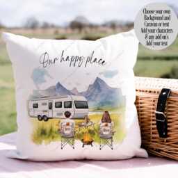 Caravan Cushion, Camper Gift, Owner Sign, Home Is Where You Park It, Our Happy Place - thumbnail 2