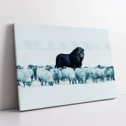 Lion Amongst Sheep Success Hustle Motivational Inspirational, Framed Canvas Wall Art Poster Print, Home Office & Room Decor, Gift Idea - thumbnail 3